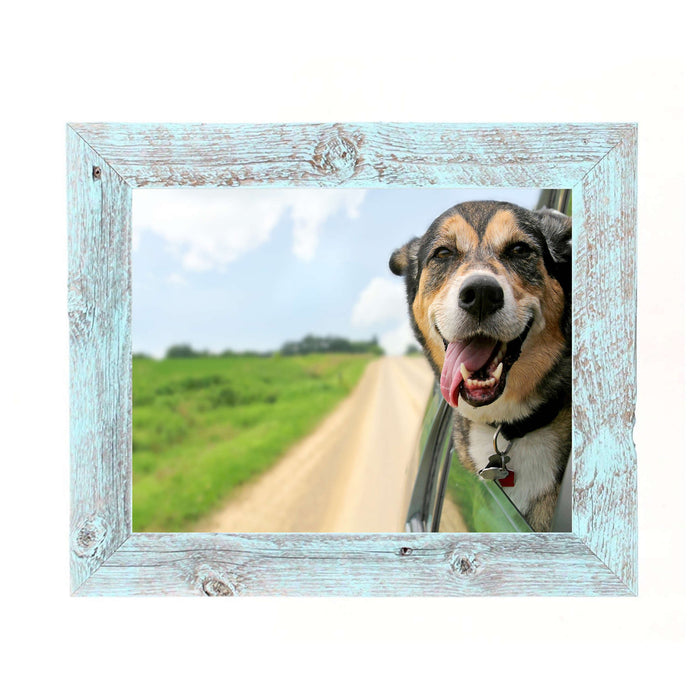 Rustic Farmhouse Light Aqua Blue Wood Frame | 14"x18"