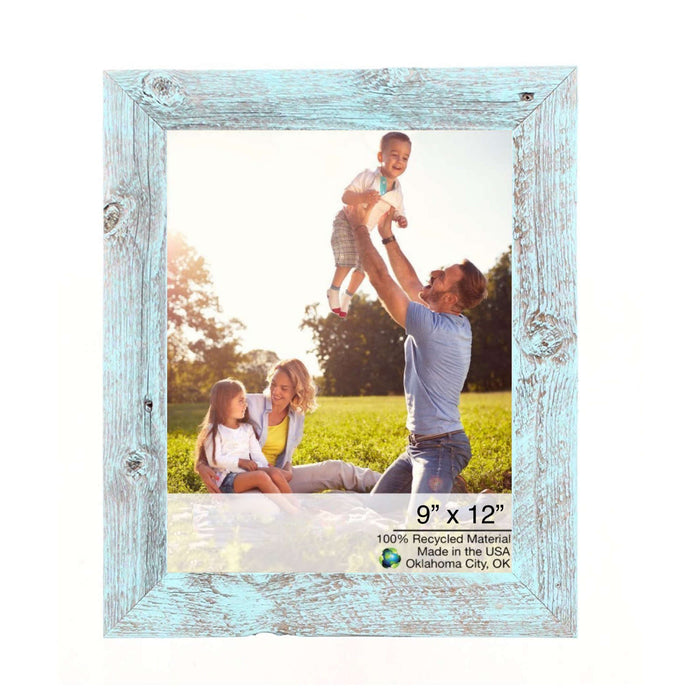 Rustic Farmhouse Light Aqua Blue Wood Frame | 9"x12"