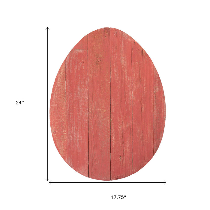 Rustic Farmhouse Red Wood Large Egg | 18"x24"