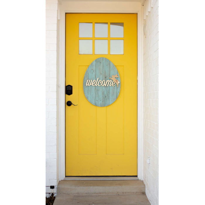 Rustic Farmhouse Turquoise Wooden Large Egg | 14"x18"