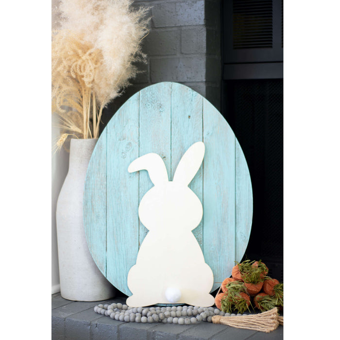 Rustic Farmhouse Turquoise Wooden Large Egg | 14"x18"