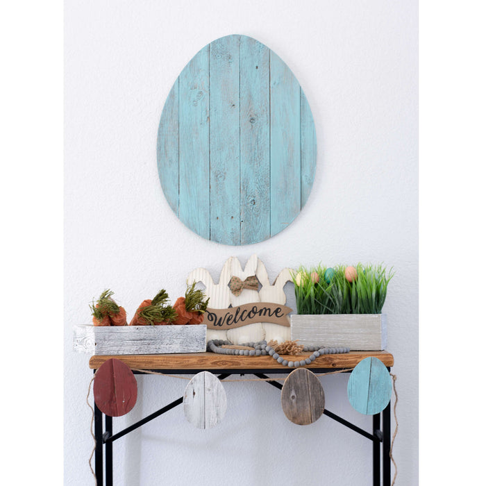 Rustic Farmhouse Turquoise Wooden Large Egg | 14"x18"