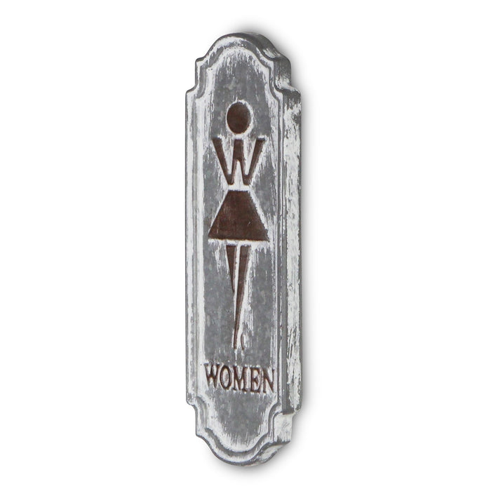Rustic Gray Metal Womens Room Wall Decor | 4"x12"