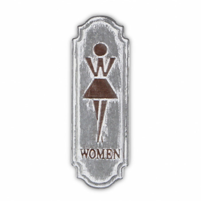 Rustic Gray Metal Womens Room Wall Decor | 4"x12"