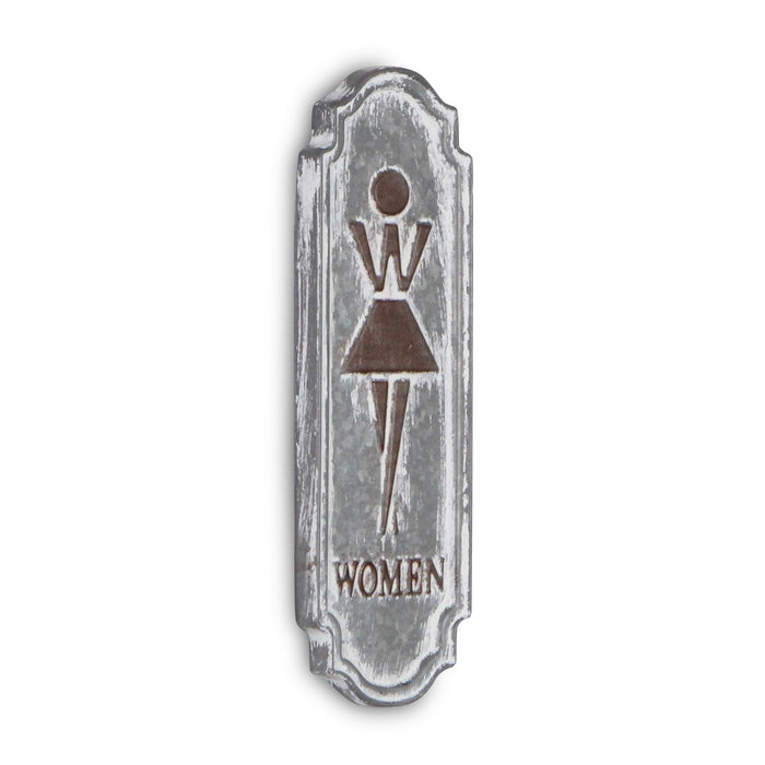 Rustic Gray Metal Womens Room Wall Decor | 4"x12"
