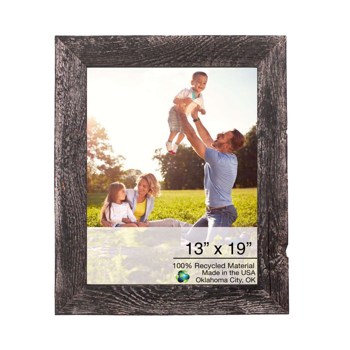 Rustic Smoky Black Wood Picture Frame With Plexiglass Holder | 13"x19"