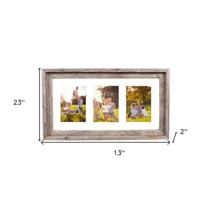 Rustic Three Photo White Wood Picture Frame With Plexiglass Holder | 5"x7"