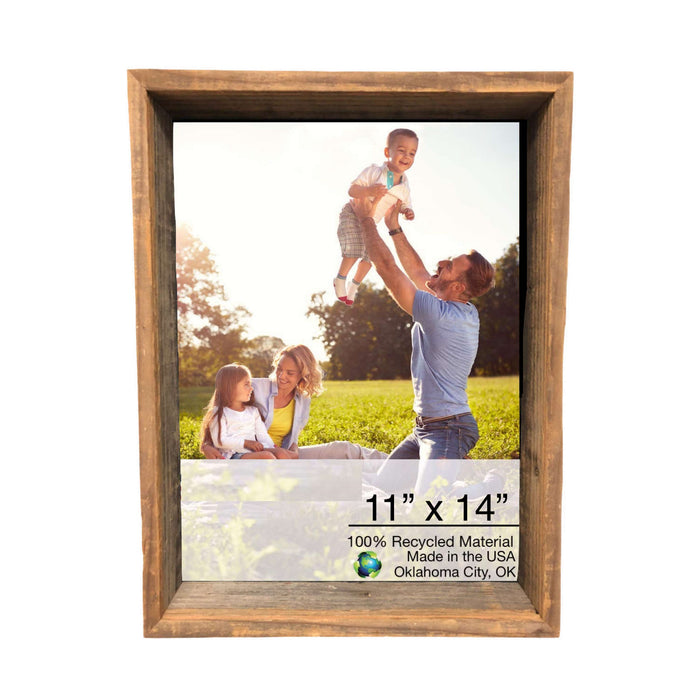 Rustic Weathered Grey Box Picture Frame With Hanger | 11"x14"