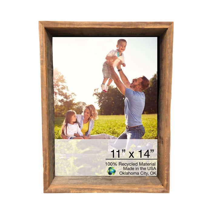 Rustic Weathered Grey Box Picture Frame With Hanger | 11"x14"