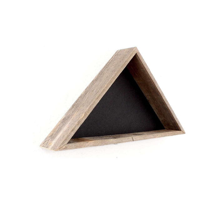 Rustic Weathered Grey Reclaimed Wood Triangle Wooden Display Flag Case | 14"x26"