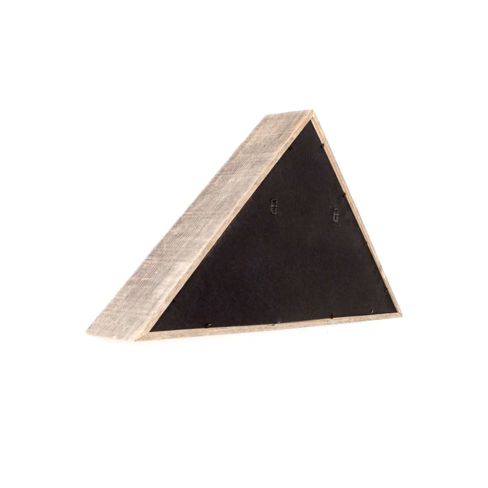Rustic Weathered Grey Reclaimed Wood Triangle Wooden Display Flag Case | 14"x26"