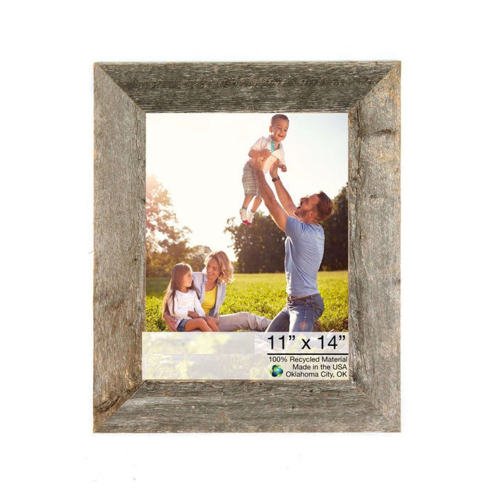 Rustic Weathered Grey Wood Picture Frame With Plexiglass Holder | 11"x14"