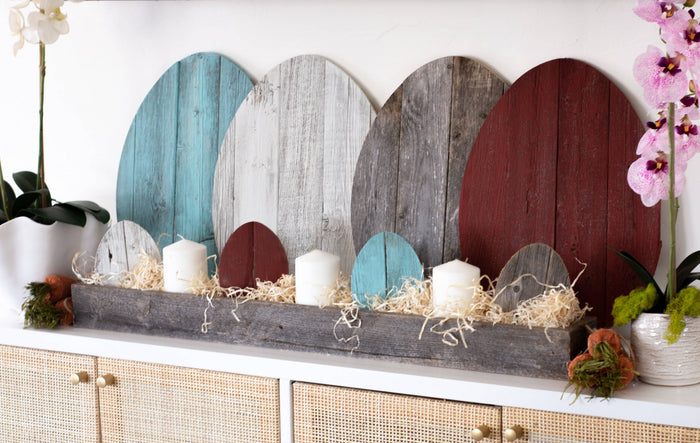 Rustic White Wash Wood Large Egg | 18"x24"