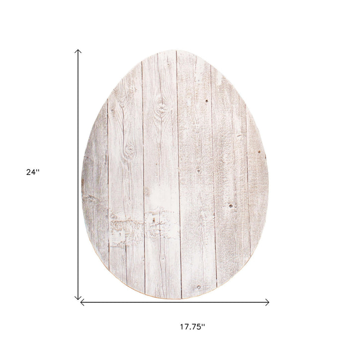 Rustic White Wash Wood Large Egg | 18"x24"