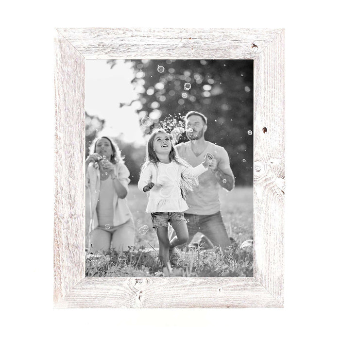 Rustic White-Washed Wood Picture Frame With Plexiglass Holder | 10"x10"