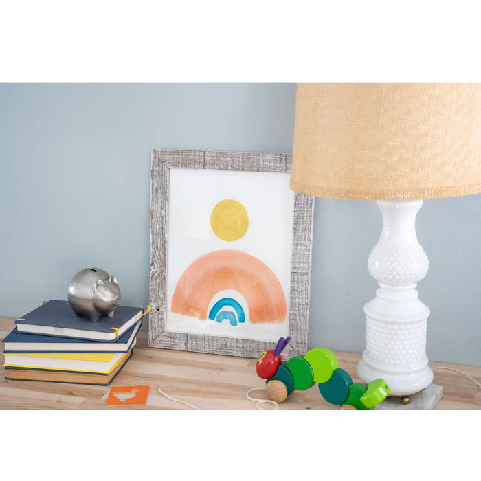 Rustic White-Washed Wood Picture Frame With Plexiglass Holder | 11"x14"