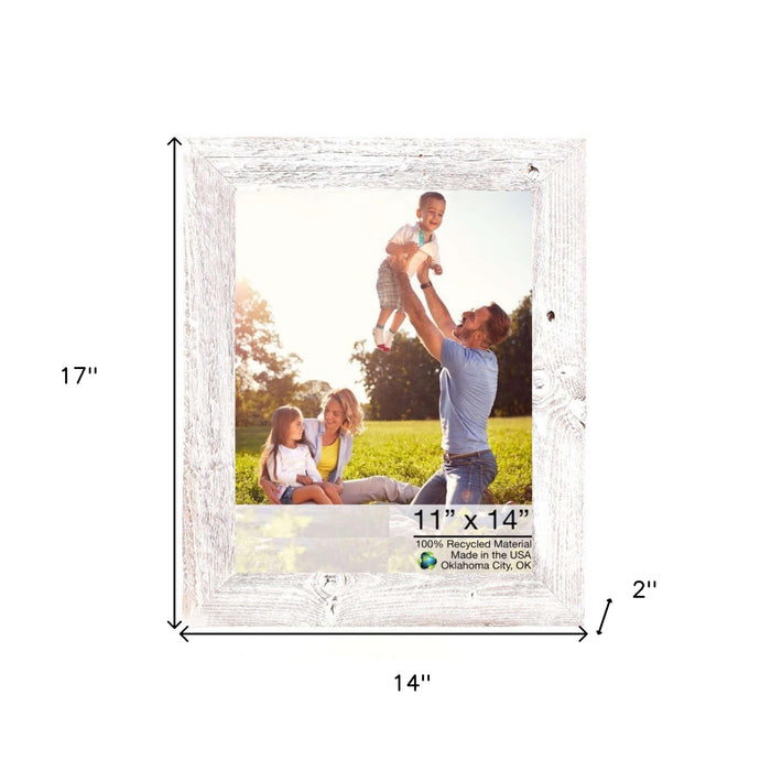 Rustic White-Washed Wood Picture Frame With Plexiglass Holder | 11"x14"