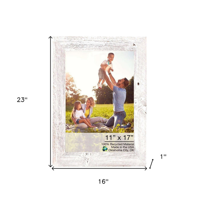 Rustic White-Washed Wood Picture Frame With Plexiglass Holder | 11"x17"