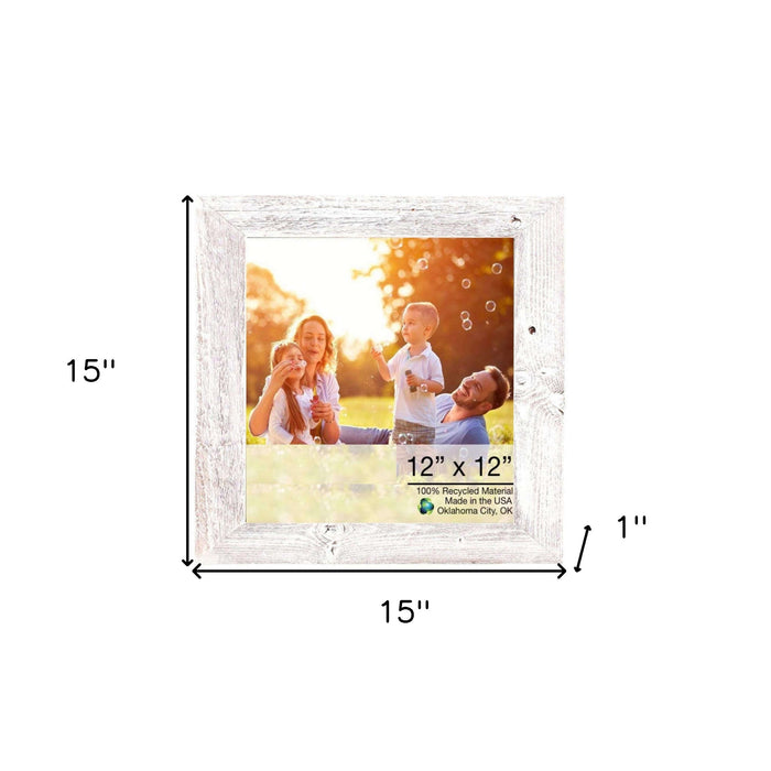 Rustic White-Washed Wood Picture Frame With Plexiglass Holder | 12"x12"