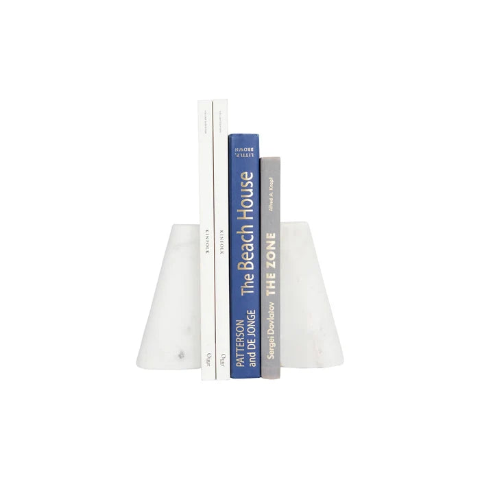 S/2 White Marble Bookends