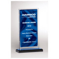 Dark Blue Satin Acrylic w/Silver Mirror Border, Black Base