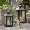 Black Metal Lantern LED Candle Bundle