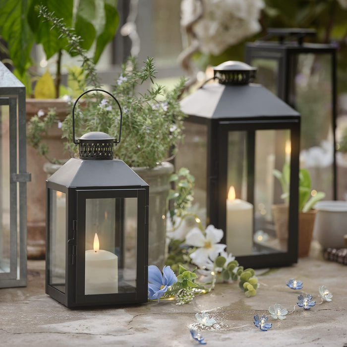 Black Metal Lantern LED Candle Bundle