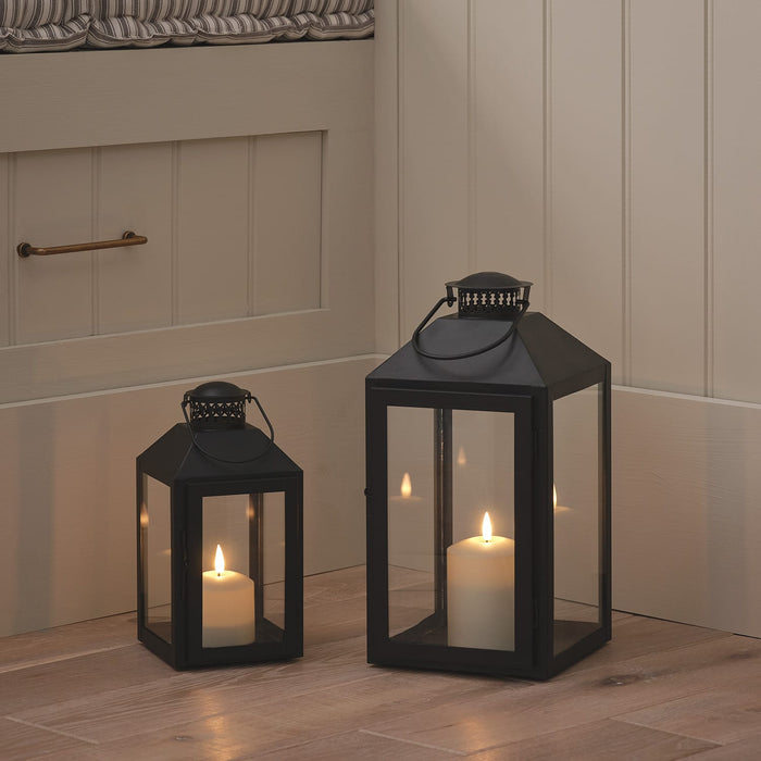 Black Metal Lantern LED Candle Bundle