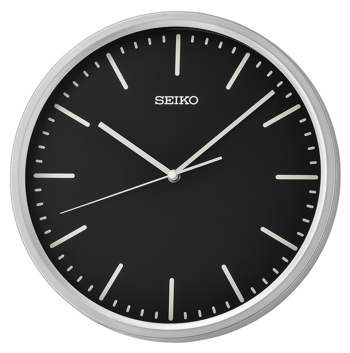Seiko 12" Sano Metallic Silver & Black Wall Clock