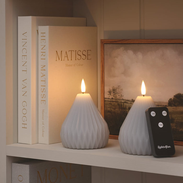 Set of 2 TruGlow® Sculpted LED Pear Candles with Remote Control