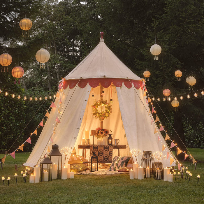 Lucena Tassel Solar Lanterns Around Summer Tent | Summer Decoration