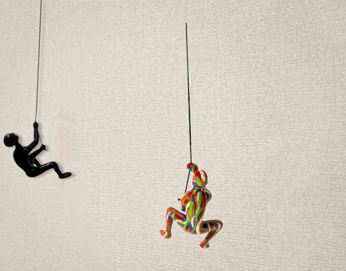 Set Of Three Red Green Blue Multi Color Resin People Wall Decor | 3"x6"