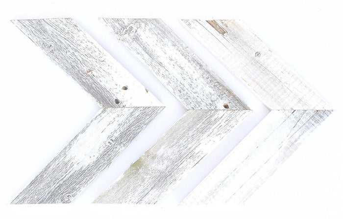 Set Of Three White Wash Reclaimed Wood Chevron Arrows | 3"x10"