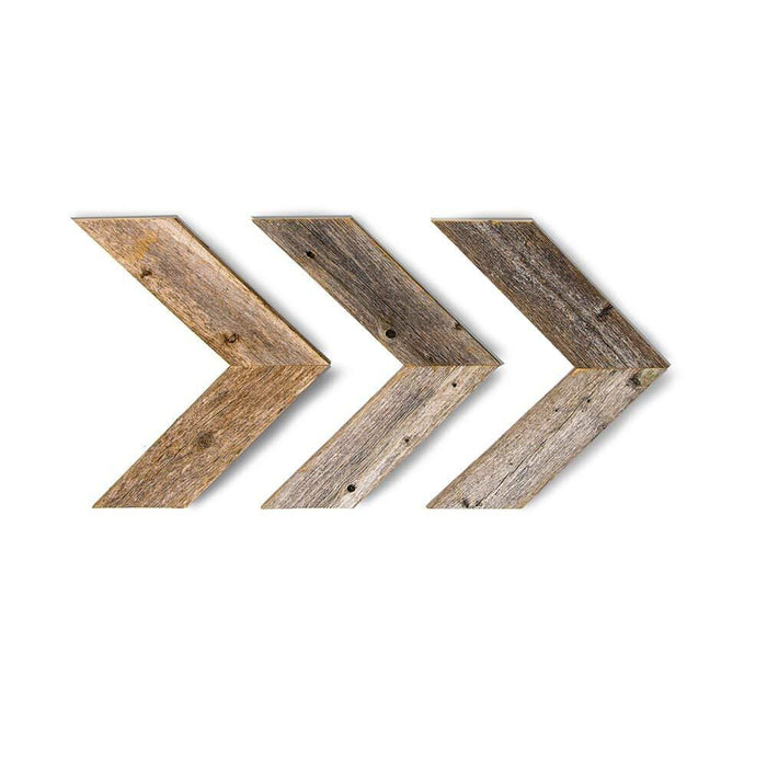 Set Of Three White Wash Reclaimed Wood Chevron Arrows | 3"x10"