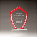 5.9" x 8.1" Shield Glass Award w/Red Border & White Leaves