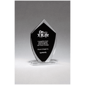 4.25" x 7.25" Shield Shaped Glass Award with Black Center