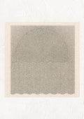 A square digital art print with horizon over waves depicted in very thin black lines.