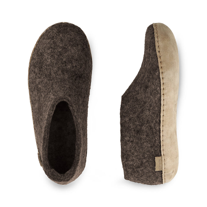Shoe with leather sole - Chestnut