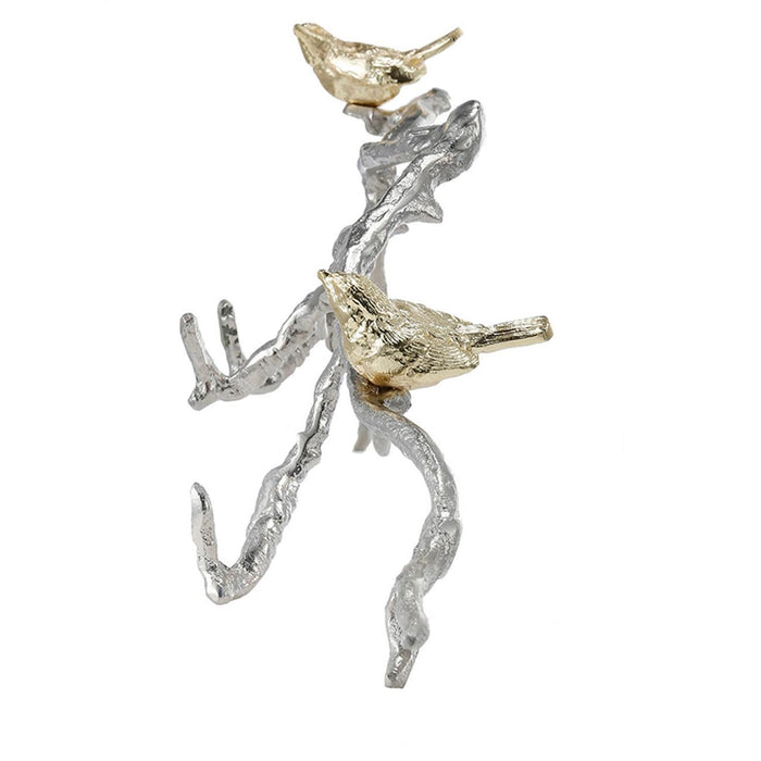 Silver and Gold Bird and Branch 3D Wall Decor | 7"x21"