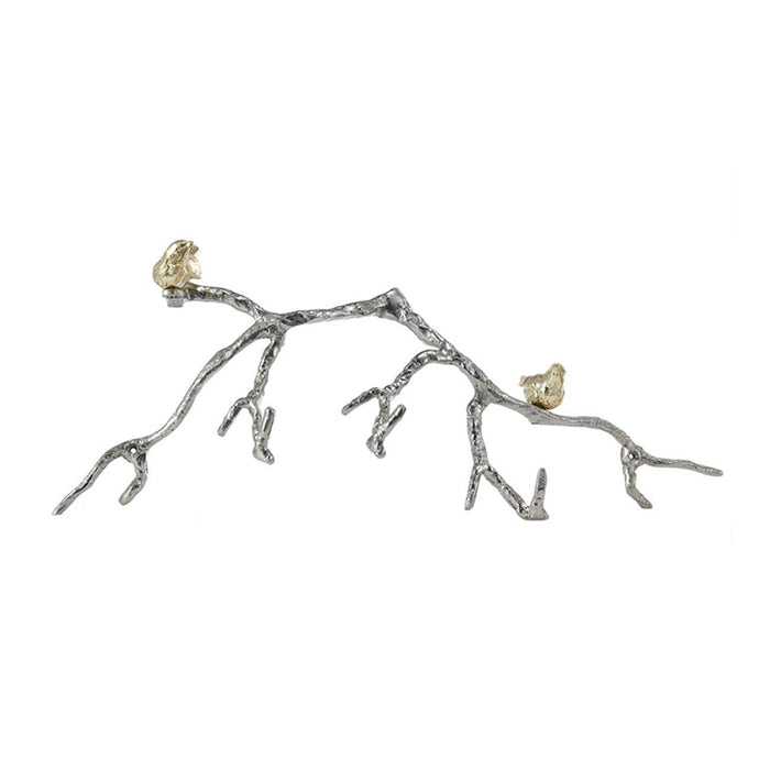 Silver and Gold Bird and Branch 3D Wall Decor | 7"x21"