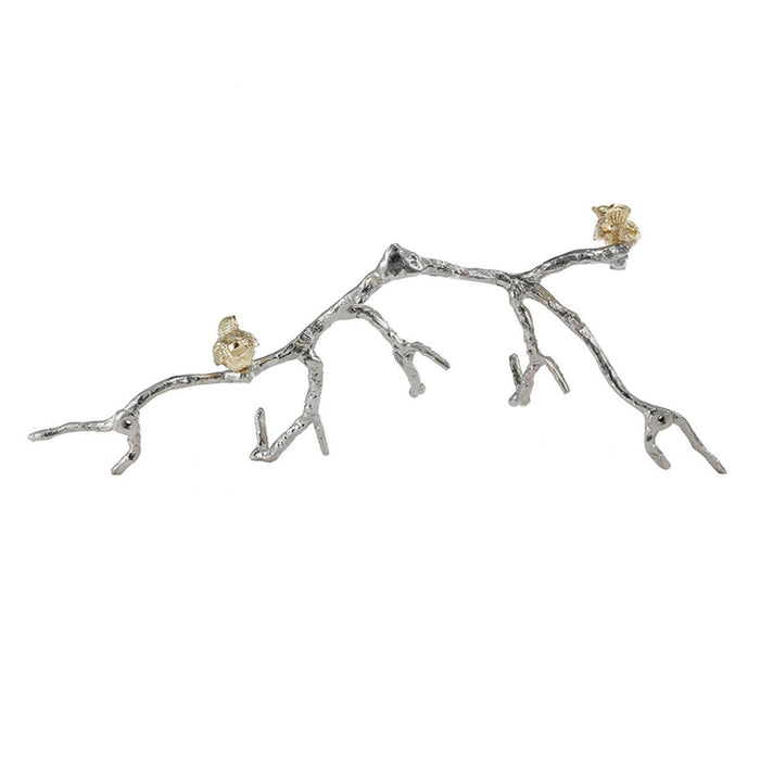 Silver and Gold Bird and Branch 3D Wall Decor | 7"x21"