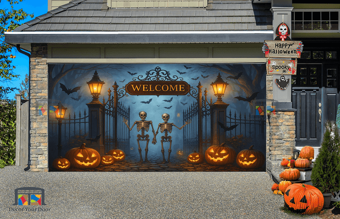 Skeleton Gate Welcome – Garage Door Cover