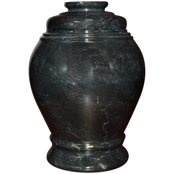Small/Keepsake 15 Cubic Inch Black Love Ebony Marble Funeral Cremation Urn