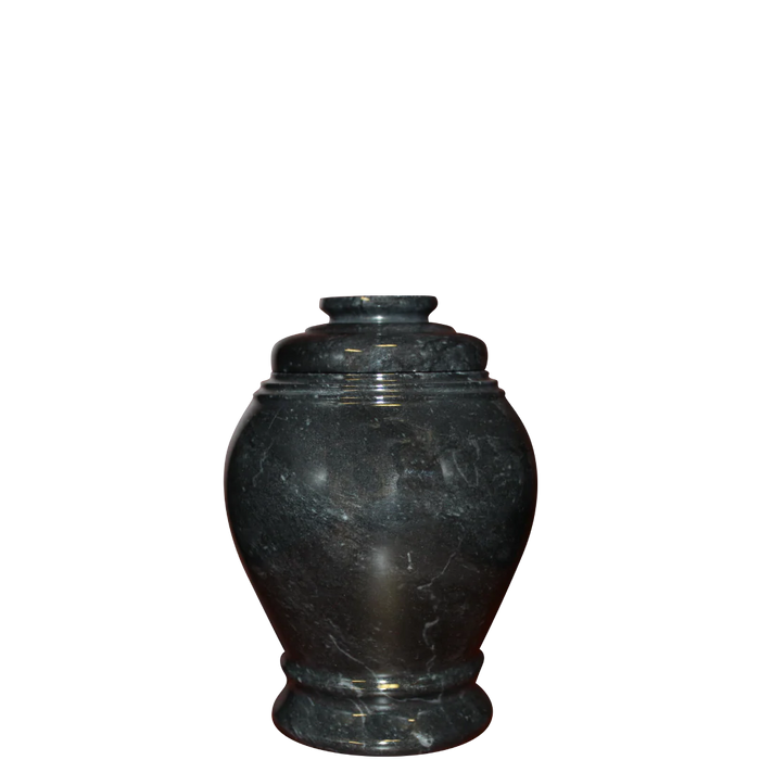 Small/Keepsake 15 Cubic Inch Black Love Ebony Marble Funeral Cremation Urn