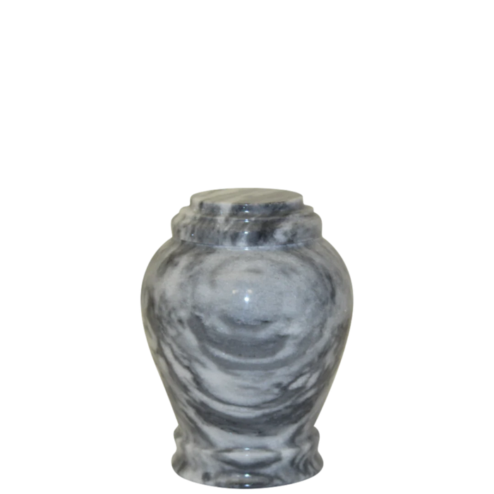 Small/Keepsake 15 Cubic Inches Embrace Cashmere Gray Marble Funeral Cremation Urn