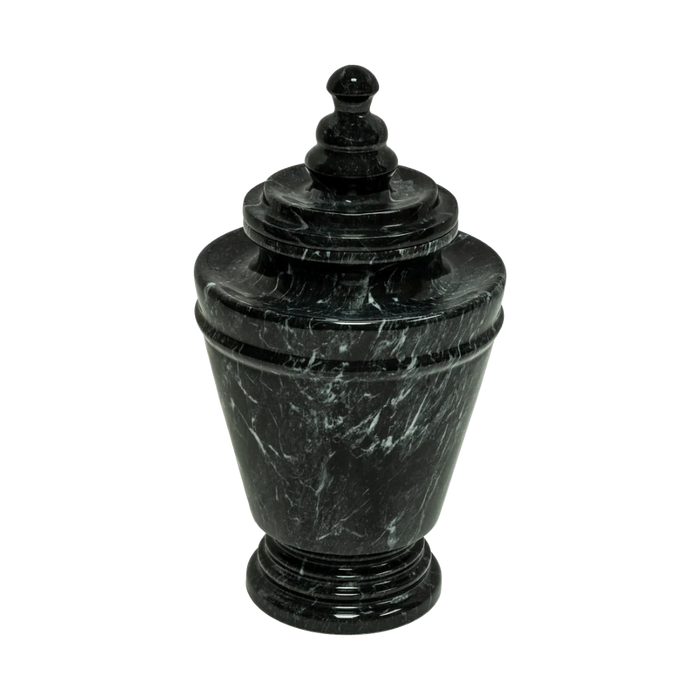 Small/Keepsake 15 Cubic Inches Trophy Ebony Marble Funeral Cremation Urn