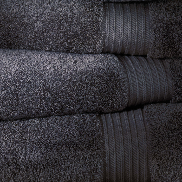 Smoke Egyptian Cotton Bath Towels bedroom detail 2 | Soak and Sleep