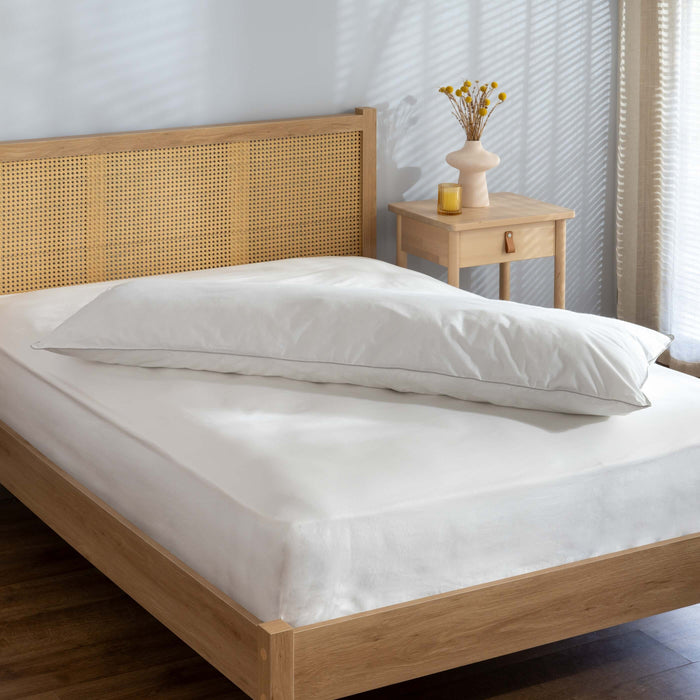 Soft As Down Body Pillow & Pillowcase - Soft/Medium - cotton, styled in a bedroom | Soak and Sleep