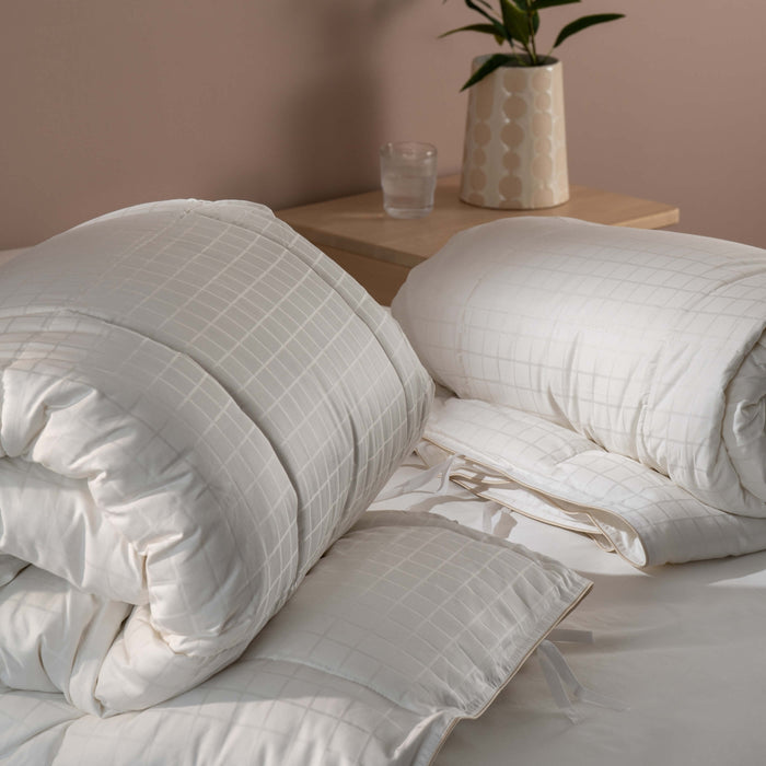 Soft as Down with Silk Duvet - Signature Ties styled in a bedroom | Soak and Sleep