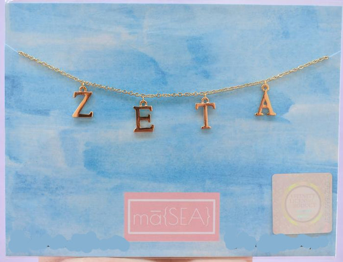 Sorority Gold Nickname Necklace - Zeta Tau Alpha